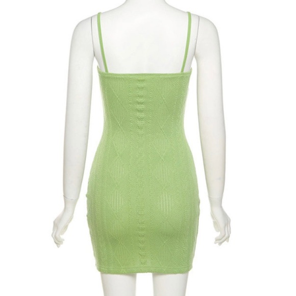 Charming Green Knitted Mini Dress - Picture 3 of 7
